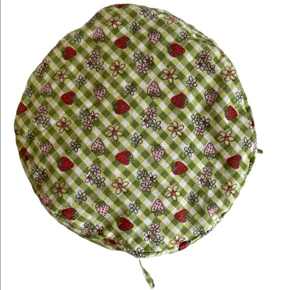Baby Girl's Green Gingham Strawberry Floral Print Bucket Hat Size 12-24 Months - Picture 3 of 7